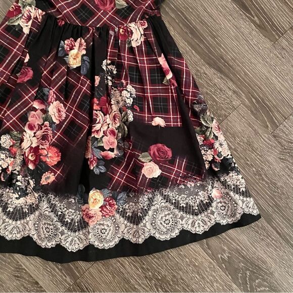 ModCloth floral plaid printed lace dress - Picture 3 of 10